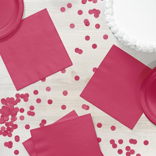 Creative Converting Hot Magenta 50 Count 2-Ply Lunch Napkins - 12.88" x 12.88"