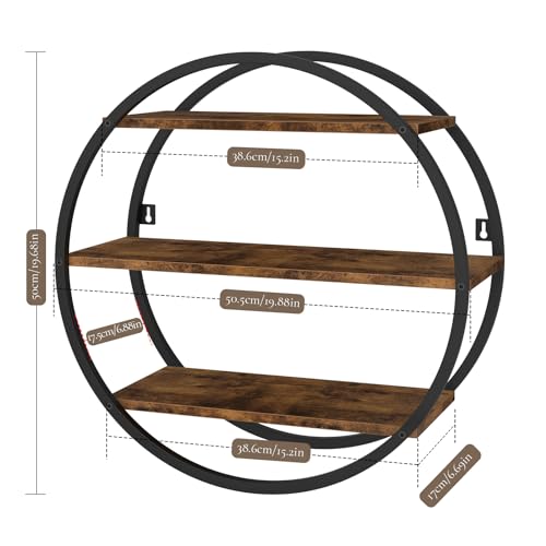 Circular 3-Tier Wall Shelf - Modern Metal Frame & Wood Storage Decor (Variation: Circular)