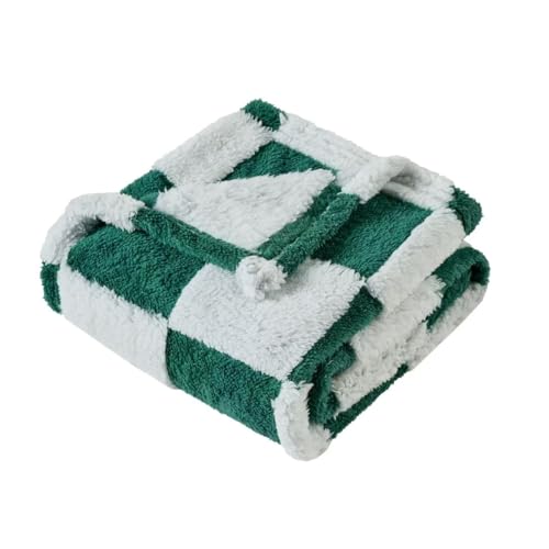 Fleece Baby Blanket for Boys 3D Checkerboard Design, Warm Cozy and Fluffy Infant Newborn Toddler Small Receiving Blankets for Crib Stroller, 30x40 Inches,Christmas Green