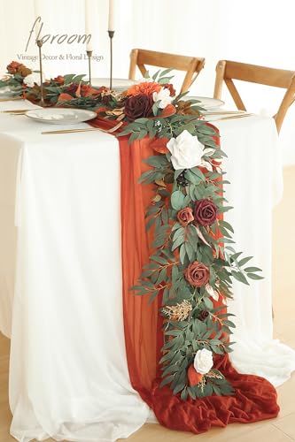 Floroom Sunset Terracotta 6ft Artificial Eucalyptus Garland for Wedding & Home Decor