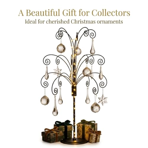 Black 20-Inch Metal Ornament Display Stand for Crystal & Collectibles