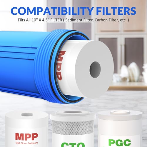SimPure DB10P 10-Inch x 4.5-Inch Whole House Sediment Water Filter Housing - Pack of 1