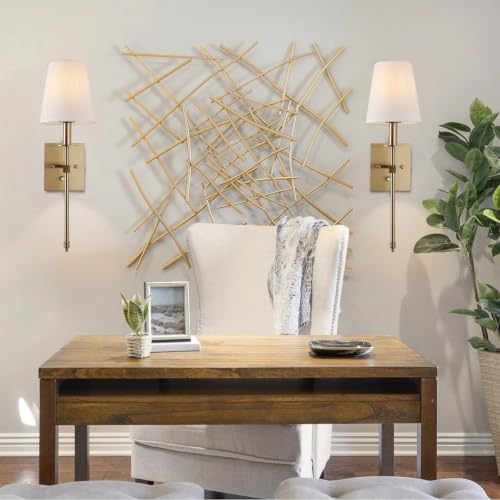 Dimmable Wall Sconces Set of 2 - Gold Modern Bathroom Vanity Lighting Fixtures with On/Off Switch
