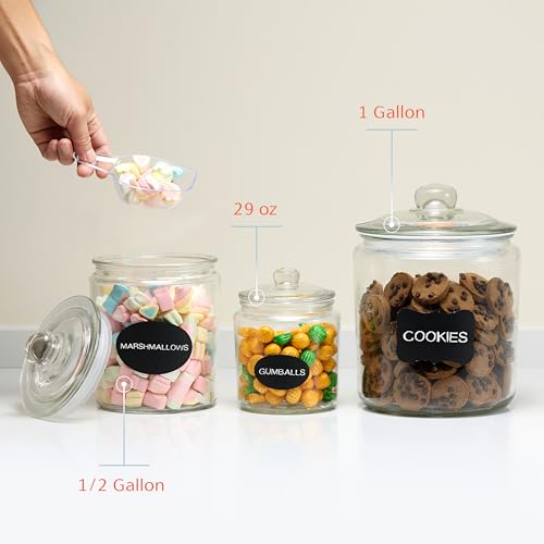 KooK 0.5 Gallon Glass Food Storage Containers Set of 2 with Airtight Lids and Chalk Labels