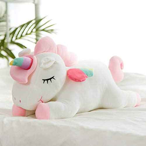 Unicorn Stuffed Animals, Soft Unicorn Plush Hugging Pillow Toy Gifts for Kids (White, 12 in)