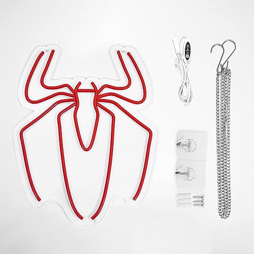 Spider Anime Neon Sign - Wall Night Light with Adjustable Brightness - Red Spider Lamp & Decor