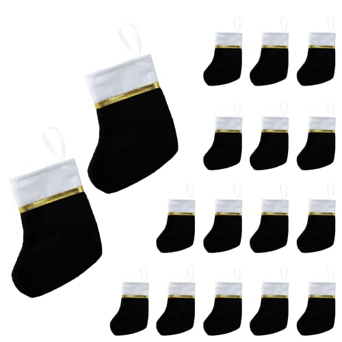 Iconikal Black Mini Christmas Stockings 7.5 Inch 24 Pack Holiday Decor