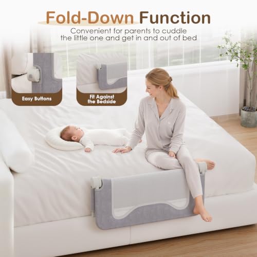 Bed Rail for Toddlers, 32 Inch Swing Down Toddler Rails