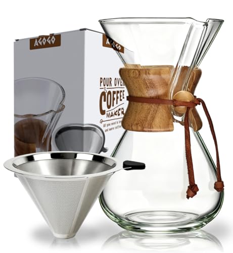 AGOGO Classic Pour Over Coffee Maker Set 34oz with 304 Stainless Steel Filter