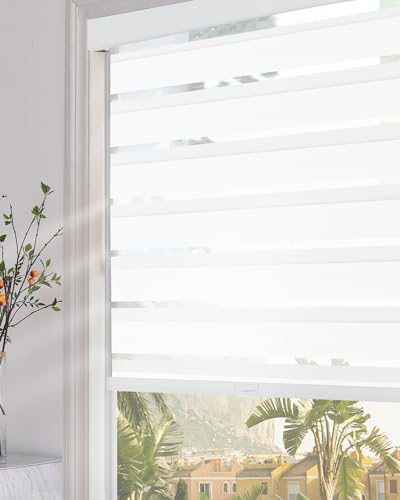 Persilux Blackout Zebra Window Blinds 46 x 64 Inches White Cordless Shades