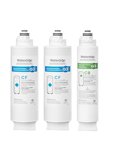 Waterdrop G3-2CFCB Filter, Replacement for G3-W & G3P600 G3P800 RO