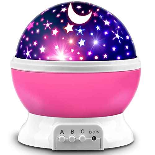 Star Projector, Night Light Lamp Fun Gifts for 1-4-6-14 Year Old Girls and Boys Rotating Star Sky Moon Light Projector for Kids Bedroom Decor -Pink