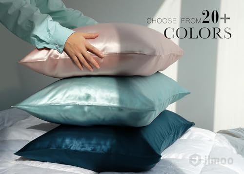 Silk Pillow Cases for Hair and Skin - 20x26 Inches Ivory White 2 Pack
