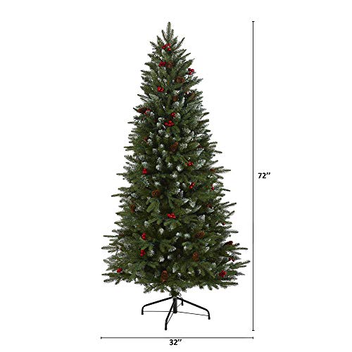 Snow Tipped Portland Spruce Tree with 300 LED Lights, 6ft Artificial Christmas