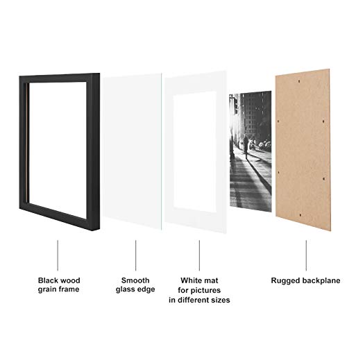 SONGMICS Gallery Wall Frame Set of 7 - Black, 11x14, 8x10 & 6x8 Sizes with Mats