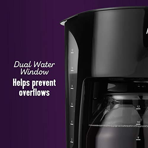 Coffee Maker 12 Cups with Auto Pause & Glass Carafe - Black