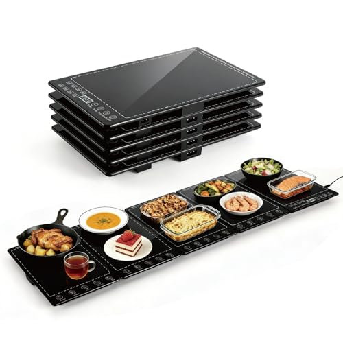 Black 5-in-1 Electric Food Warming Tray Buffet System 41x15 Inch with 10 Temp & 24H Timer