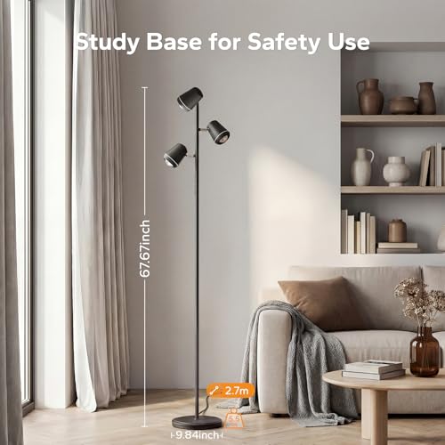 SIBRILLE 36W LED Tree Floor Lamp with Remote - Deep Black