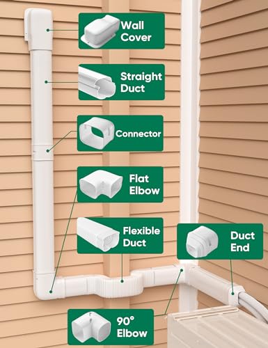 4-Inch 23Ft Mini Split Line Set Cover Kit - Paintable PVC Cable Hide