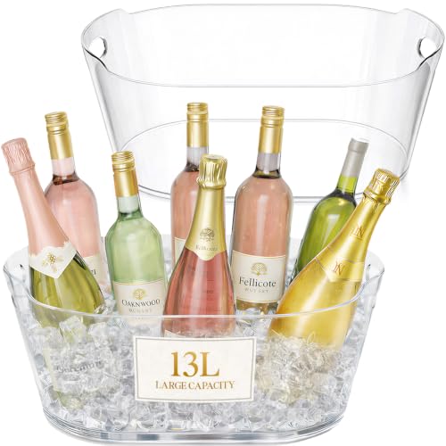 Plastic Ice Bucket Set 13L for Parties and Events - 2 Pieces, BPA Free
