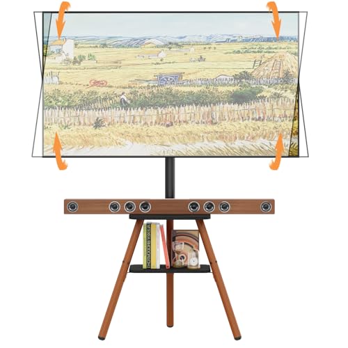 Adjustable Tripod TV Stand for 23-65 Inch Screens with Shelves & Cable Management
