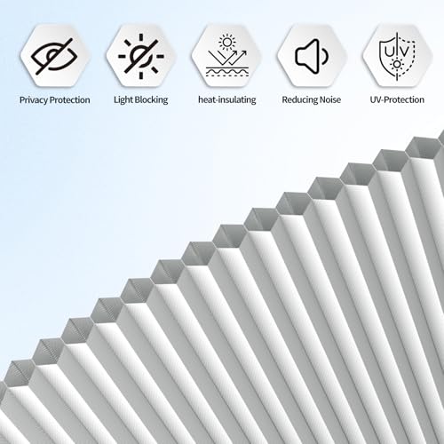 Myshade Half Moon Blackout Cellular Window Shades - White, 72x36 Inches, No Tools Installation