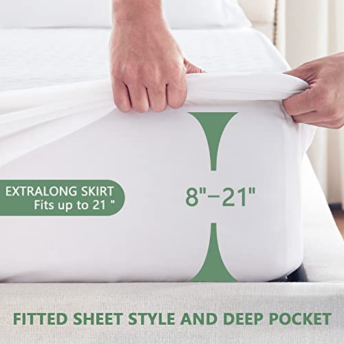 King Size Waterproof Mattress Protector - Noiseless Deep Pocket, White