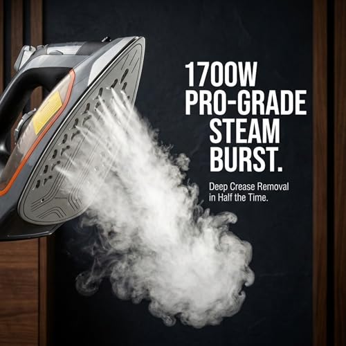 Bartnelli Pro 1700W Heavy-Duty Steam Iron with Ceramic Soleplate & Auto Shut-Off