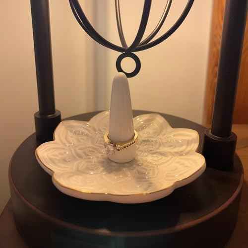 White Ceramic Mandala Jewelry Dish Decoration Ring Holder, Necklace, Earrings, Watch Key Decoration Jewelry Holder, Gift for Mother's Day, Birthday, Engagement Wedding, Christmas, Thanksgiving Day