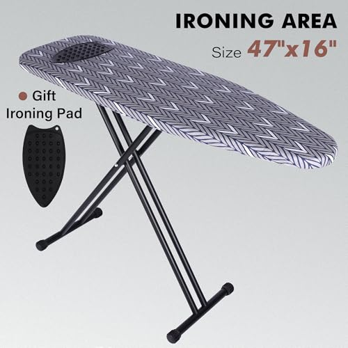 Full Size Ironing Board - Extra-Wide 47x16 Inches, Solid Variation
