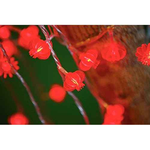 13ft/4M 40 LED Red Lanterns String Lights Battery Operated Fairy String Lights for Wedding, Chinese New Year,Spring Festival,Party Decoration,Christmas.