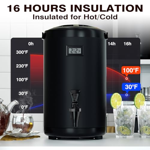 Insulated Beverage Dispenser 12L Stainless Steel Cold Drink Dispenser with Thermometer