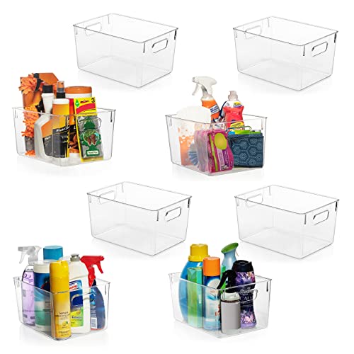 8 Pack Clear Plastic Storage Bins - Pantry & Home Organization Containers