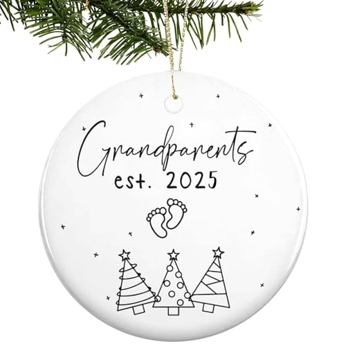 Grandparents' First Time Gifts - Grandma & Grandpa Ornament - Ceramic Christmas Ornament 2025