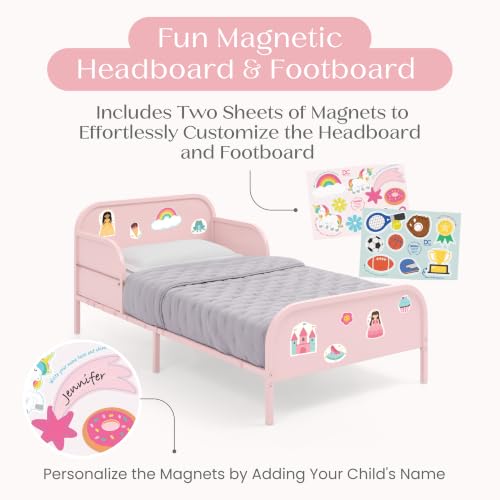 Delta Children Pink Magic Magnet Toddler Bed with Book Storage, Safety & Custom Magnets