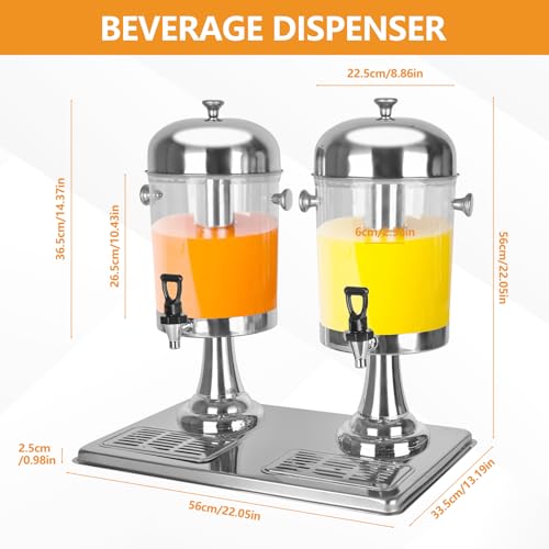 Carivia 4.2 Gallon Stainless Steel Dual-Head Drink Dispenser with Stand, Hot & Cold Beverage Dispenser for Parties & Buffets