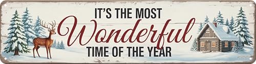 It's The Most Wonderful Time Of The Year Christmas Metal Sign 4x16in Holiday Plaque Seasonal Wall Decor - Festive Gift