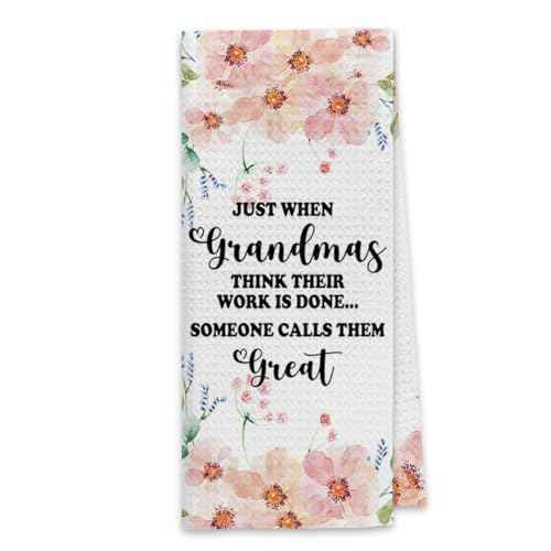 Dibor Great Grandma Gifts Kitchen Dishcloths, Pregnancy Announcement Hand Towels, Tea Towels for Bathroom Kitchen, 16x24 Inches