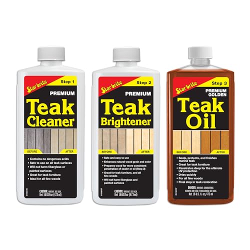 STAR BRITE 16 OZ Teak Care & Restoration Kit - Weathered Wood Oil & Cleaner