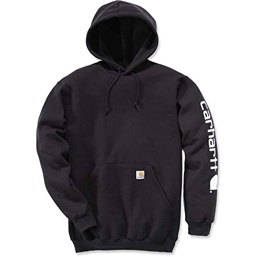 Carhartt Men's Logo Sweatshirt Black Large - Iconic Workwear Hoodie