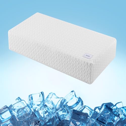 Cooling Memory Foam Pillow for Side Sleepers - White Ice, 24x12x5, Support Neck & Head - Reversible Comfort