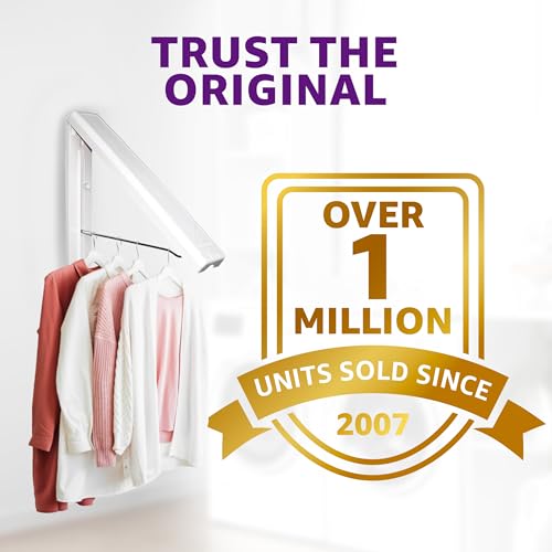 2 Pack Wall Mounted Clothes Drying Rack - 60 lb Capacity, Space-Saving Retractable Design