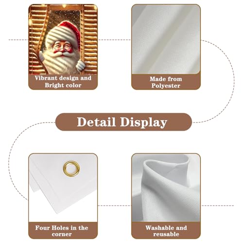 Santa Claus Xmas Window Cover Banner 31x47 Inches Polyester Holiday Decor