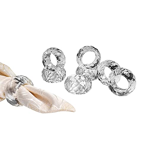 kitCom 8-Pack Crystal Napkin Rings, Diamond-Shaped K9 Crystal Napkin Holders