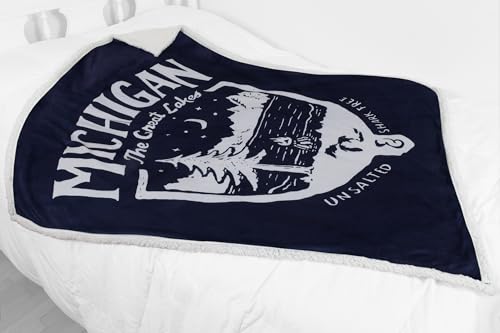 Michigan Shield Sherpa Blanket - Cozy 50x60 Throw for Home & Michigan Pride