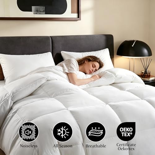 All Season King Size Goose Feather & Down Fiber Comforter - White