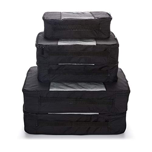 Travel Wise 5-Piece Packing Cubes Set in Black Ripstop Nylon Organizer