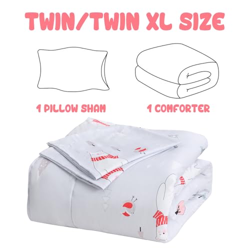 Yibeizi Christmas Twin Comforter Set with Bear Snowmen Design - Lightweight & Breathable Bedding for Kids, 2 Pieces