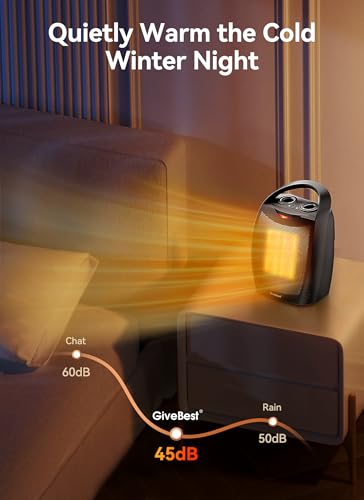 GiveBest Black Portable Electric Space Heater with 2-in-1 Fan & Thermostat