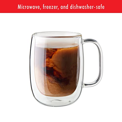 12 Ounces Double Wall Insulated Glass Coffee Mug Set - 4 Pack
